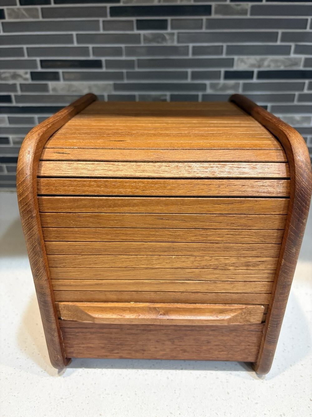 Vintage EiD Teak Tambour Style Disc/Cassette Storage Box Holder